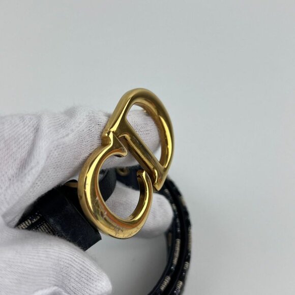 Christian Dior Trotter Belt 75 Leather Canvas Navy Vintage main image 6